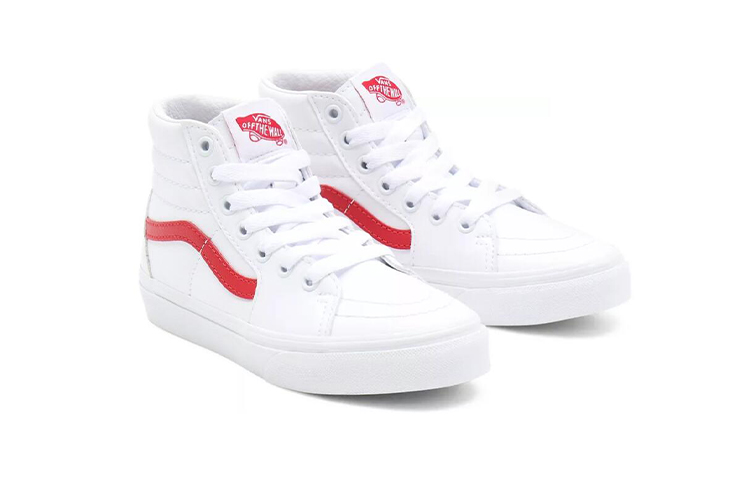 Lookbook 中童 Vans SK8 HI 休閒 防滑耐磨 高筒 兒童滑板鞋 白紅