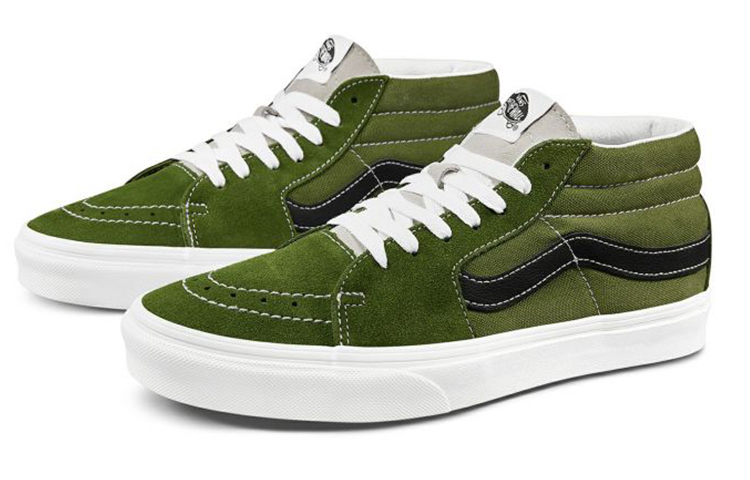 Lookbook Vans Sk8-Mid Low Top skate shoes Unisex dark green VN0A3WM3WZ6
