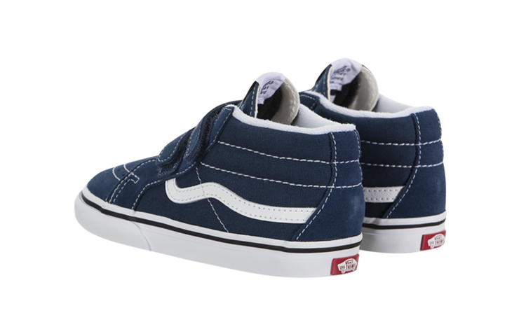 Lookbook 嬰兒 Vans Sk8-Mid 重現版 魔鬼氈 中筒休閒滑板鞋 藍色