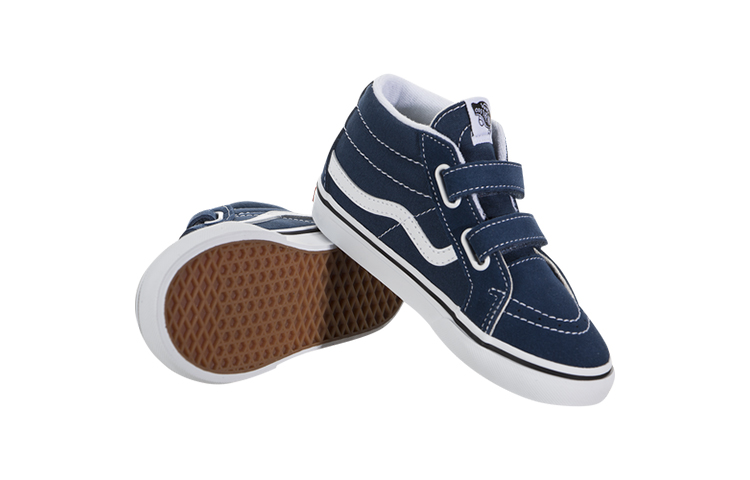 Shop 嬰兒 Vans Sk8-Mid 重現版 魔鬼氈 中筒休閒滑板鞋 藍色