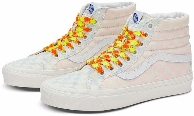 Vans SK8 HI 38 奶油綿花糖 西洋棋盤格 拼色 高筒 滑板鞋 男女款 粉藍色 Order Vans SK8 HI 38 奶油綿花糖 西洋棋盤格 拼色 高筒 滑板鞋 男女款 粉藍色