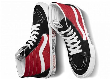 Vans SK8-HI 侧墙标志黑色红色翻毛滑板鞋 '黑色红色' VN0A4BV6SXX Lookbook Vans SK8-HI 侧墙标志黑色红色翻毛滑板鞋 '黑色红色' VN0A4BV6SXX