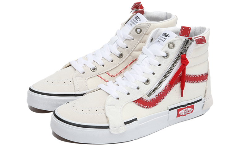 Lookbook Vans SK8-HI Reissue Cap 米色/红色 高帮滑板鞋 VN0A3WM130L