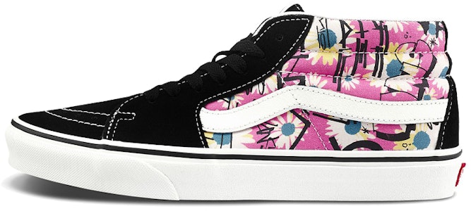 Sepatu Vans Sk8-Mid Retro Tinggi Skate Unisex Bunga Grafiti 'Black Pink White' VN0A3WM31IY Buy Sepatu Vans Sk8-Mid Retro Tinggi Skate Unisex Bunga Grafiti 'Black Pink White' VN0A3WM31IY