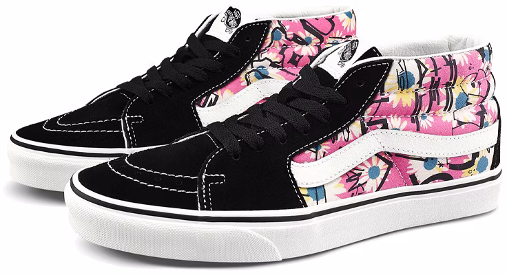 Vans Sk8-Mid Kasut Skate Unisex Bunga Grafiti 'Hitam Pink Putih' VN0A3WM31IY Order Vans Sk8-Mid Kasut Skate Unisex Bunga Grafiti 'Hitam Pink Putih' VN0A3WM31IY