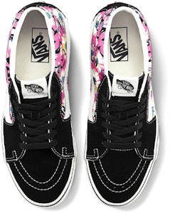 Sepatu Vans Sk8-Mid Retro Tinggi Skate Unisex Bunga Grafiti 'Black Pink White' VN0A3WM31IY Lookbook Sepatu Vans Sk8-Mid Retro Tinggi Skate Unisex Bunga Grafiti 'Black Pink White' VN0A3WM31IY