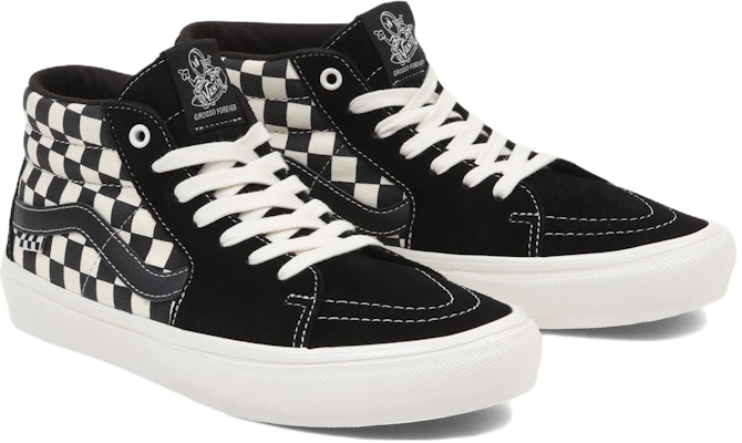 Vans Skate Grosso 潮流休閒棋盤格 耐磨防滑 中筒 滑板鞋 男女款 黑白 Lookbook Vans Skate Grosso 潮流休閒棋盤格 耐磨防滑 中筒 滑板鞋 男女款 黑白