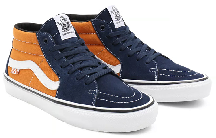 Lookbook Vans Skate Grosso Mid 'Navy Orange' Lelaki Biru Oren VN0A5FCGYG9