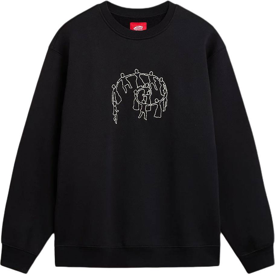 Vans SKATE Hold Hands Pullover Sweatshirt Black Relaxed Crewneck VN000JD2BLK
