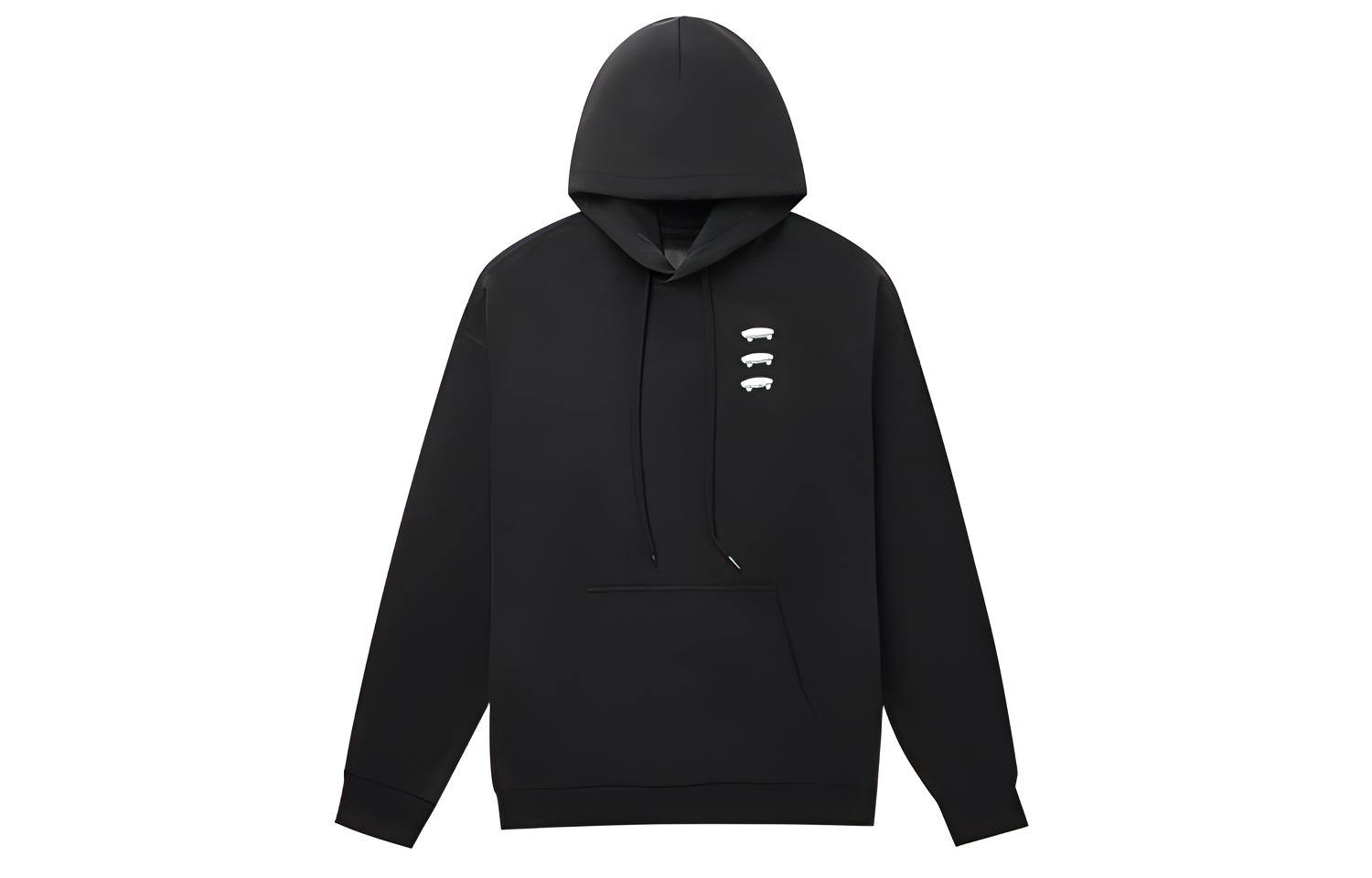 Vans Skateboard Embroidered Logo Hoodie Black Mens Pullover VN0A48AGBLK