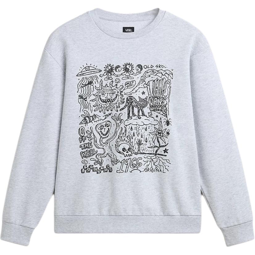 Vans Skool Doodle Grey Crewneck Long-Sleeve Soft Sweatshirt VN000JDT1QI