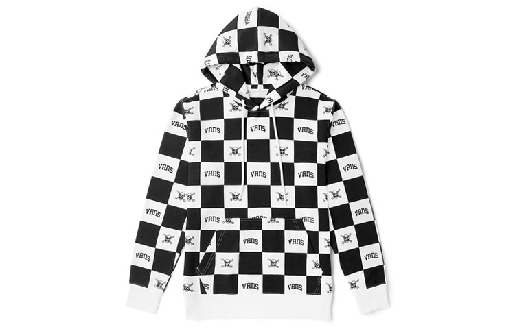Vans Skull Checkered Hoodie Black Unisex Casual Long-Sleeve Pullover VN0A54JWZ79