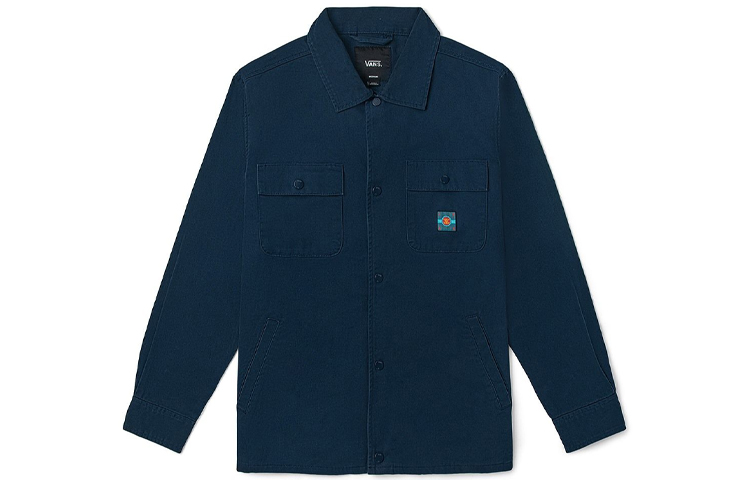 Vans Skull Pirate Parrot Crest Print Collared Jacket Unisex - Navy Blue VN0A54JJLKZ