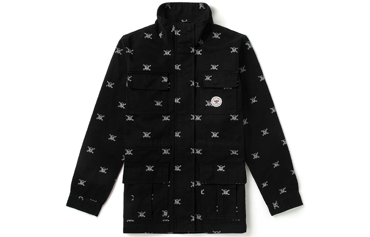 Vans Skull Pirate Print Multi-Pocket Outdoor Workwear Jacket Black Unisex VN0A54KOBLK