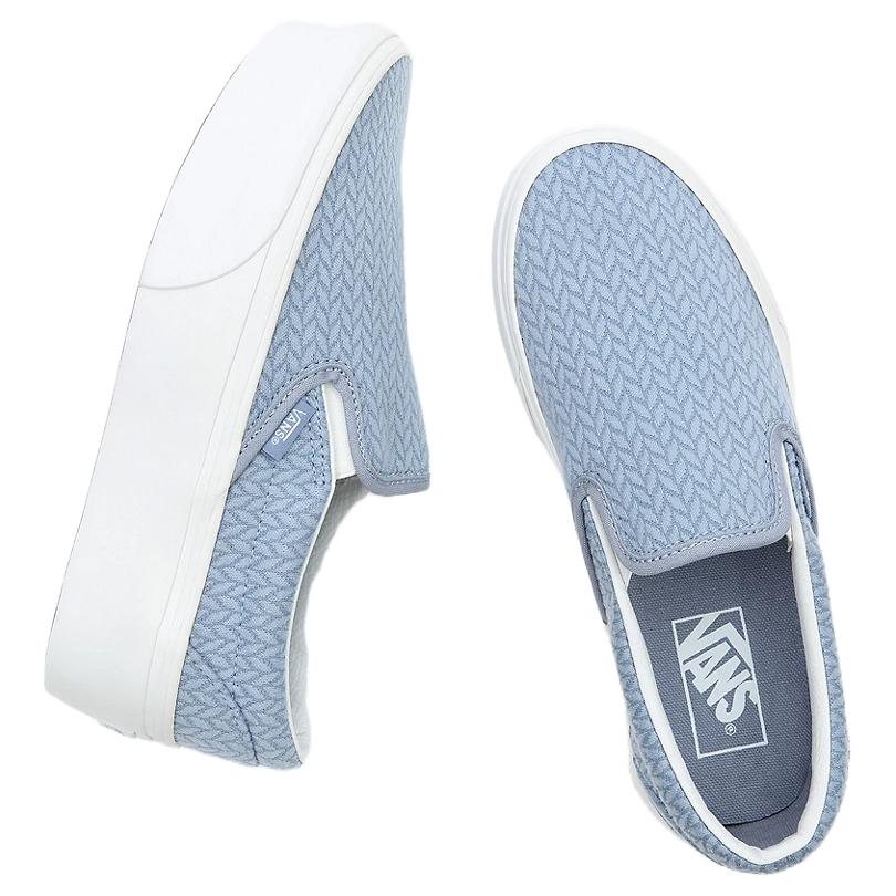 Shop Vans滑入式 一腳蹬潮流休閒增高 厚底 輕便耐磨低筒 滑板鞋 男女皆宜 藍白