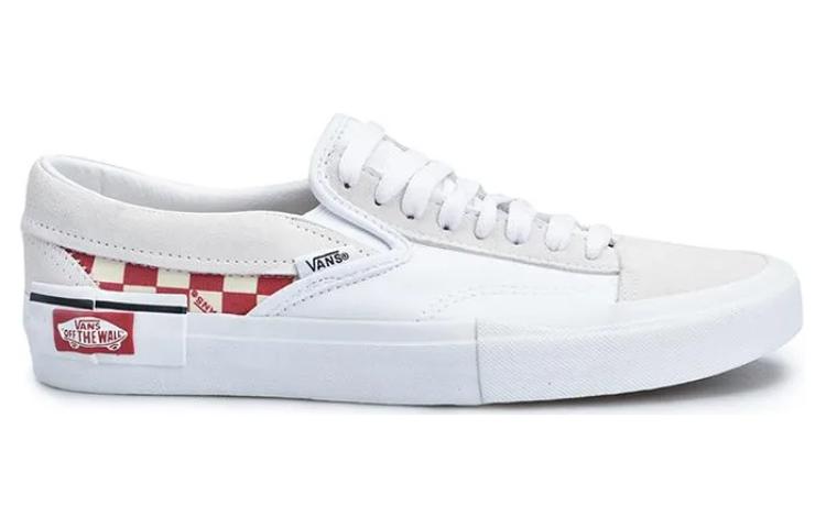 Order Vans Slip-On Cap Sepatu Skate Unisex Merah Kotak Putih VN0A3WM5TLJ