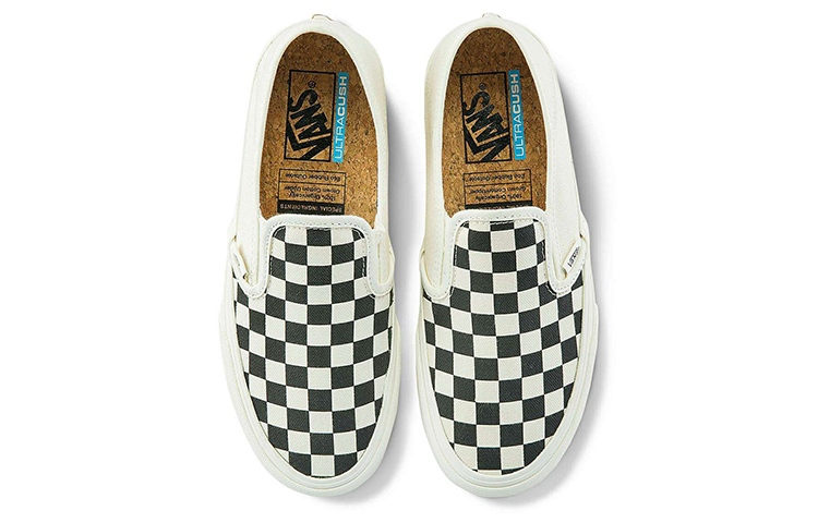 Lookbook Vans黑白网格透气防滑一脚蹬低帮帆布滑板鞋男女款 VN0A3MVD42E