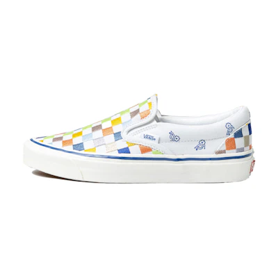 Vans slip-on Low Tops Casual Skateboarding Shoes Unisex White Blue Multi-Color 'White Yellow Blue'