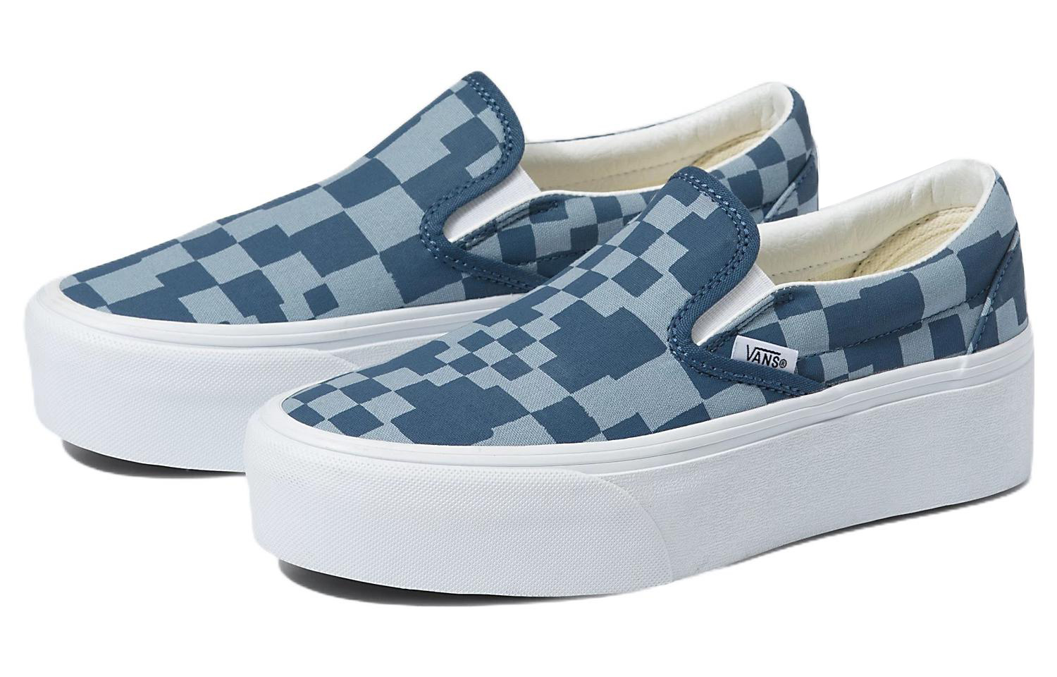 Lookbook Vans Slip-On Motif Kotak Berwarna 'Biru Putih' VN0A7Q5RBLU