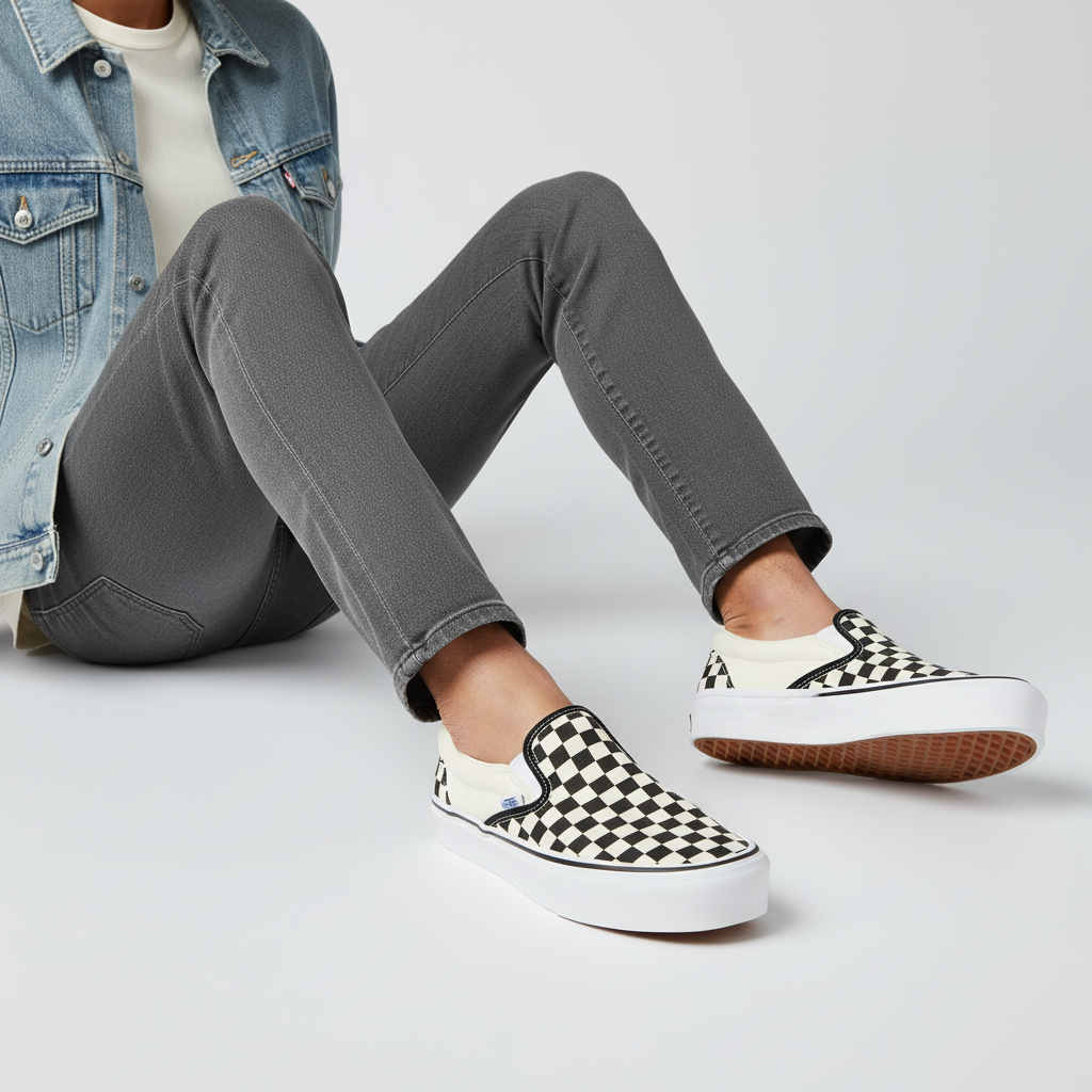 Order Vans Slip-On Reissue 98 LX 'Checkerboard - Hitam' VN000CSE2BO