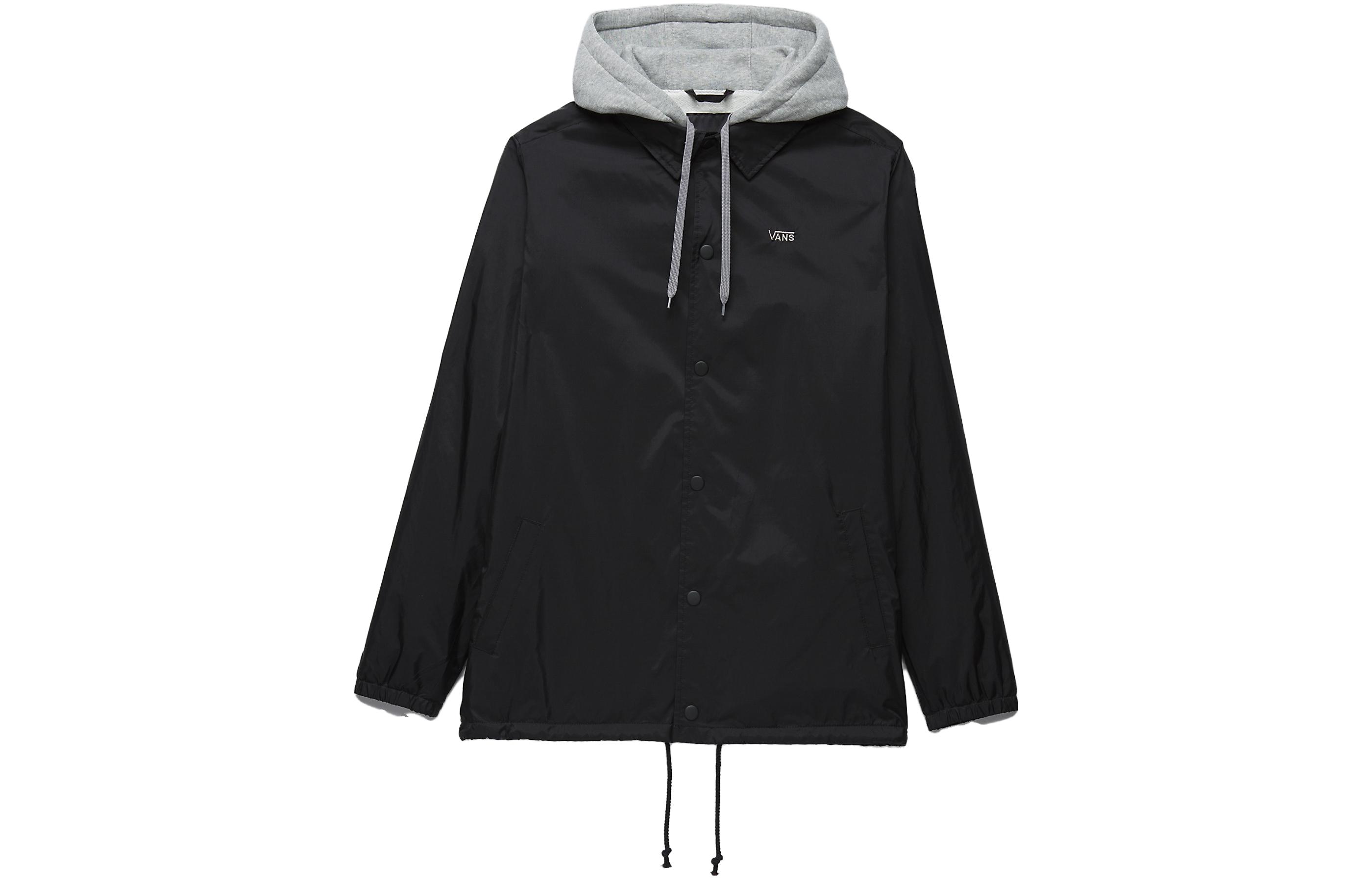 Vans Solid Color Button-Up Loose Hoodie Jacket Black VN0A3HOUBLK
