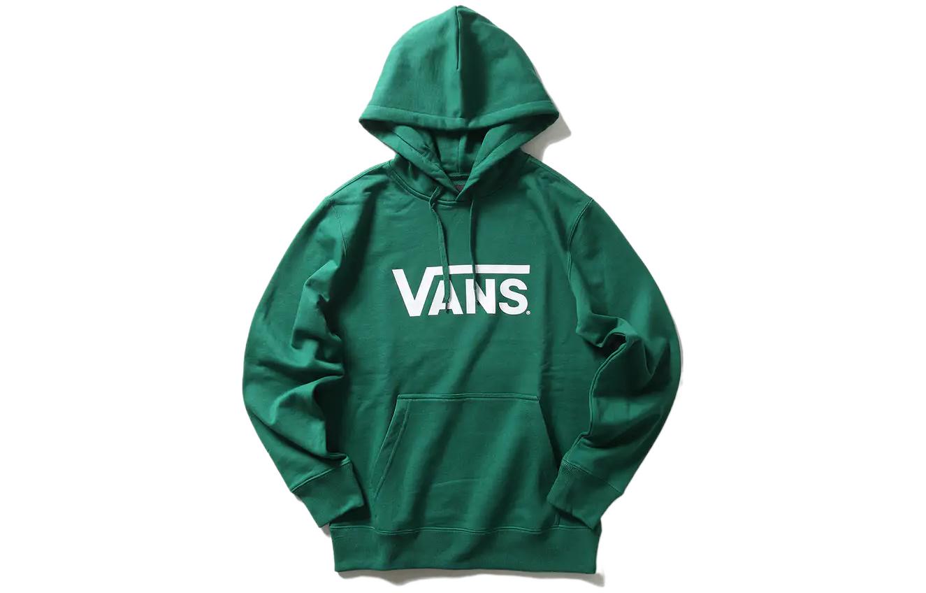Vans Solid Logo Print Pullover Hoodie Green Unisex VN0A3TXKEGR