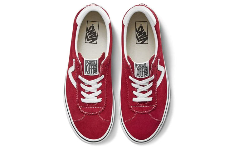 Shop Vans运动滑板鞋老旧经典'白红'款式 VN0A4BU6VYG