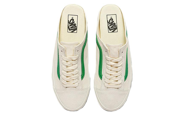 Shop Vans Style 36 无后跟低帮休闲滑板鞋 男女 白绿色 VN0A7Q5YRFX