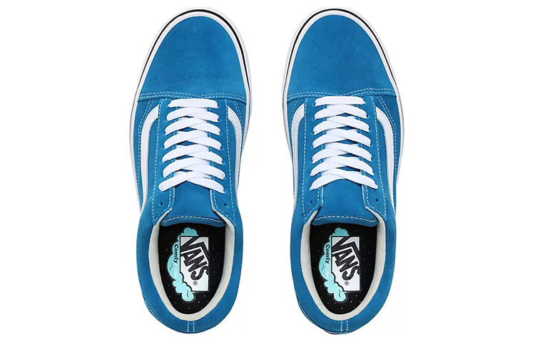 Lookbook Vans麂皮舒适Cush Old Skool鞋&#x27;蓝色&#x27; VN0A3WMATFJ
