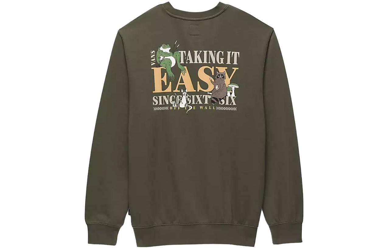 Vans Take It Easy Green Crewneck Sweatshirt Casual Graphic Long Sleeve VN000JETKCZ