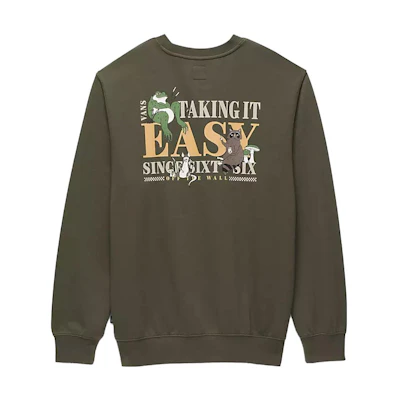 Vans Take It Easy Green Crewneck Sweatshirt Casual Graphic Long Sleeve VN000JETKCZ