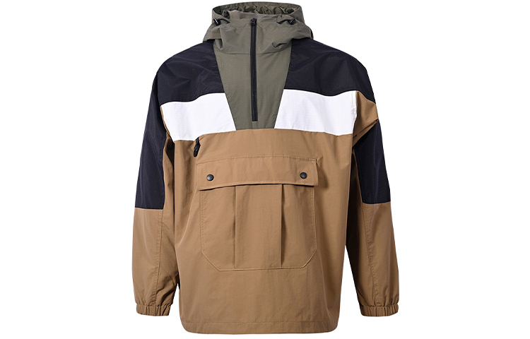 Vans Tan Half-Zip Pullover Patchwork Casual Woven Jacket VN0A54IVDZ9