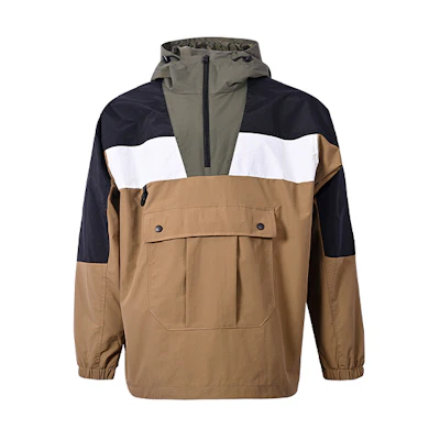 Vans Tan Half-Zip Pullover Patchwork Casual Woven Jacket VN0A54IVDZ9