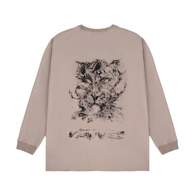 Vans Tiger Zodiac Series Graphic Crewneck Long Sleeve Tee Beige-Unisex VN0A7YI1YEH