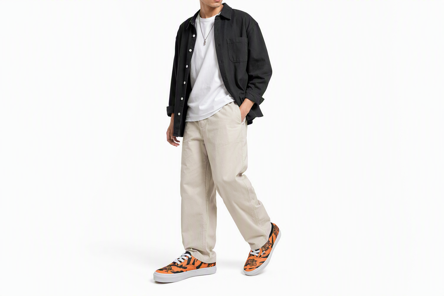 Order Vans オーセンティック ローカット 黒/オレンジ VN0A5KRDORA