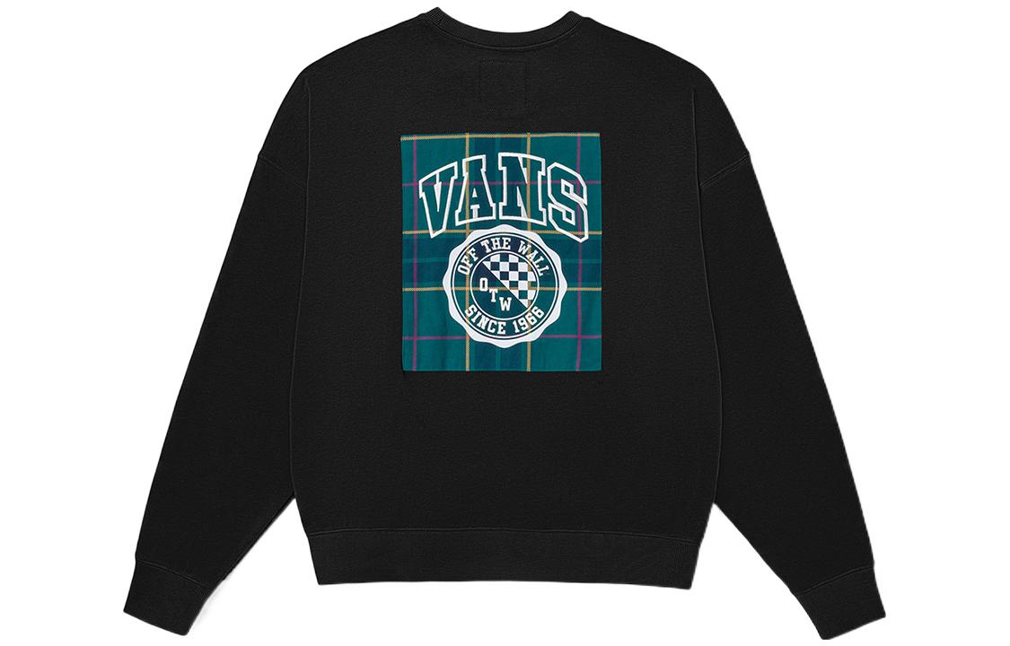 Vans Unisex Black Crewneck Long-Sleeve Sweatshirt with Embroidered Logo VN0A7YGQBLK