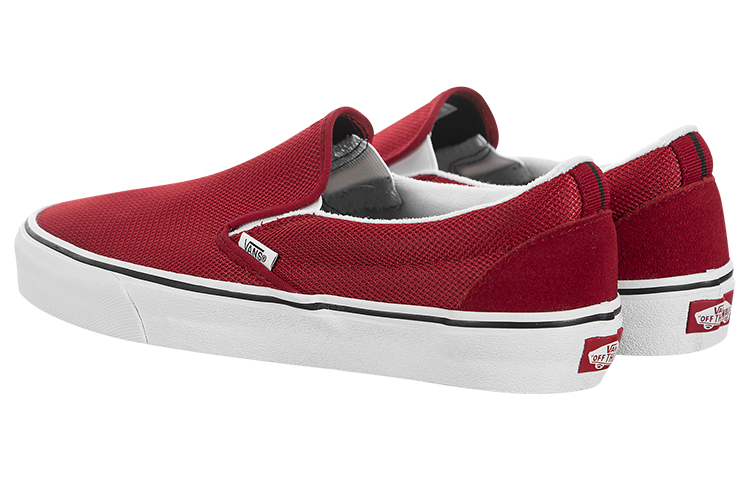 Lookbook Vans经典红色男女款一脚蹬帆布鞋 VN0A38F7VMK