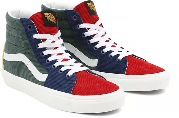 Vans SK8 HI 混合燈芯絨 休閒 耐磨減震 高筒 滑板鞋 男女款 綠藍紅 Lookbook Vans SK8 HI 混合燈芯絨 休閒 耐磨減震 高筒 滑板鞋 男女款 綠藍紅