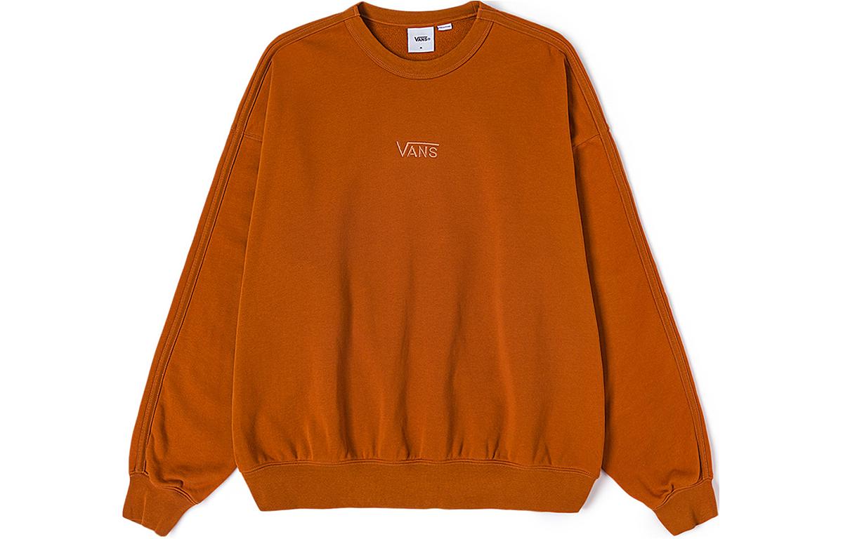 Vans Unisex Red-Brown Solid Color Crewneck Pullover Sweatshirt VN000GBWCYS1