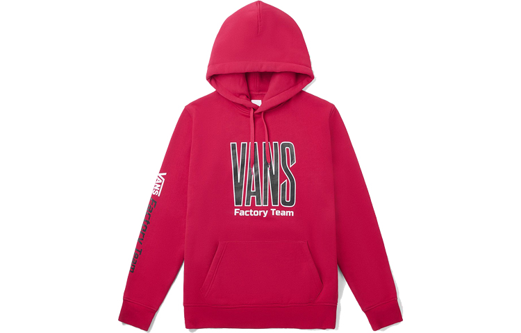 Vans Unisex Red Fleece Hoodie Casual Sportswear Couple Style VN0A3QSAFTZ