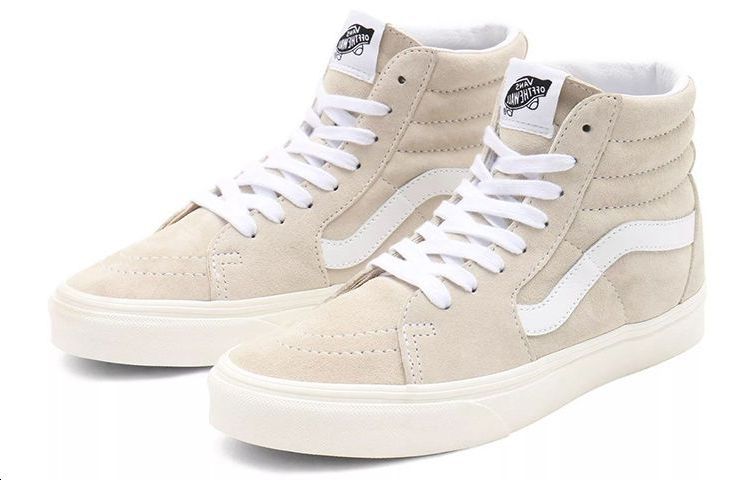 Lookbook Vans SK8 HI 休閒 高幫 板鞋 男女同款 米白色