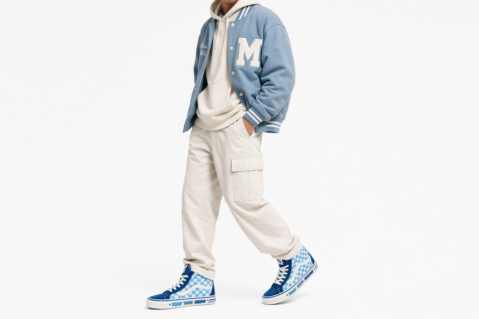 Order Vans SK8 HI 38 DX 棋盤格 防滑輕便 高筒 滑板鞋 男女同款 藍白