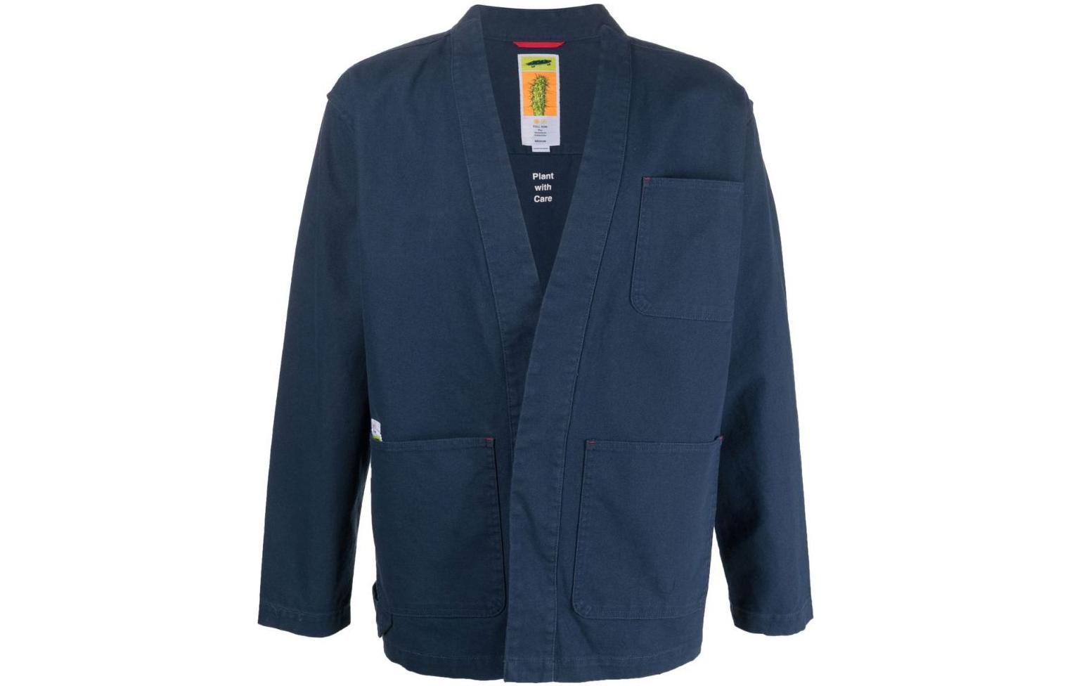 Vans V-Neck Cotton Jacket with Front Pocket Solid Color VN00000QLKV