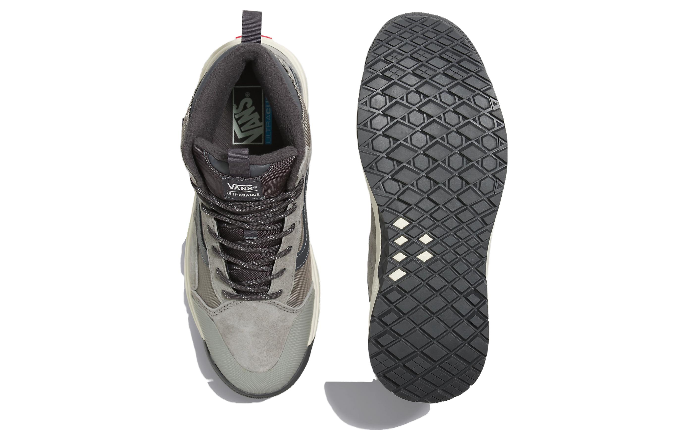 Shop Vans UltraRange 舒適百搭 防滑減震 高筒 滑板鞋 男女同款 灰色