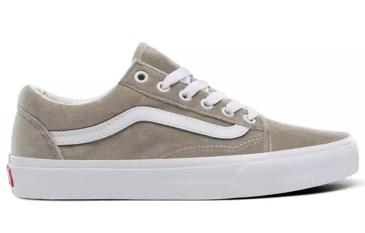 Vans Velvet Old Skool Shoes Beige 'Gray White' 圖 2