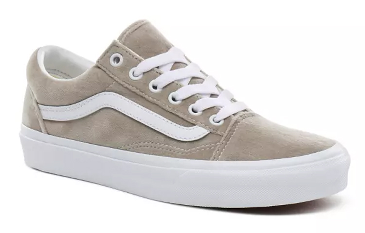Vans Velvet Old Skool Shoes Beige 'Gray White' 圖 3