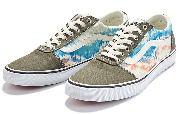 Vans Ward Low Tops Casual Skateboarding Shoes White Green Unisex Multi-Color Tie Dye 'White Army Green Blue' 圖 3