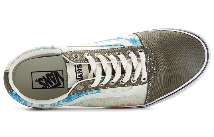Vans Ward Low Tops Casual Skateboarding Shoes White Green Unisex Multi-Color Tie Dye 'White Army Green Blue' 圖 4