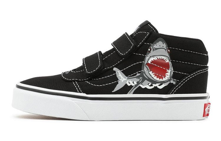 Buy 大童 Vans Ward 鯊魚印花 休閒時尚 中筒 兒童滑板鞋 黑色