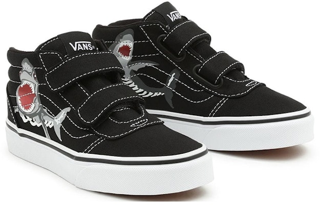 大童 Vans Ward 鯊魚印花 休閒時尚 中筒 兒童滑板鞋 黑色 Lookbook 大童 Vans Ward 鯊魚印花 休閒時尚 中筒 兒童滑板鞋 黑色